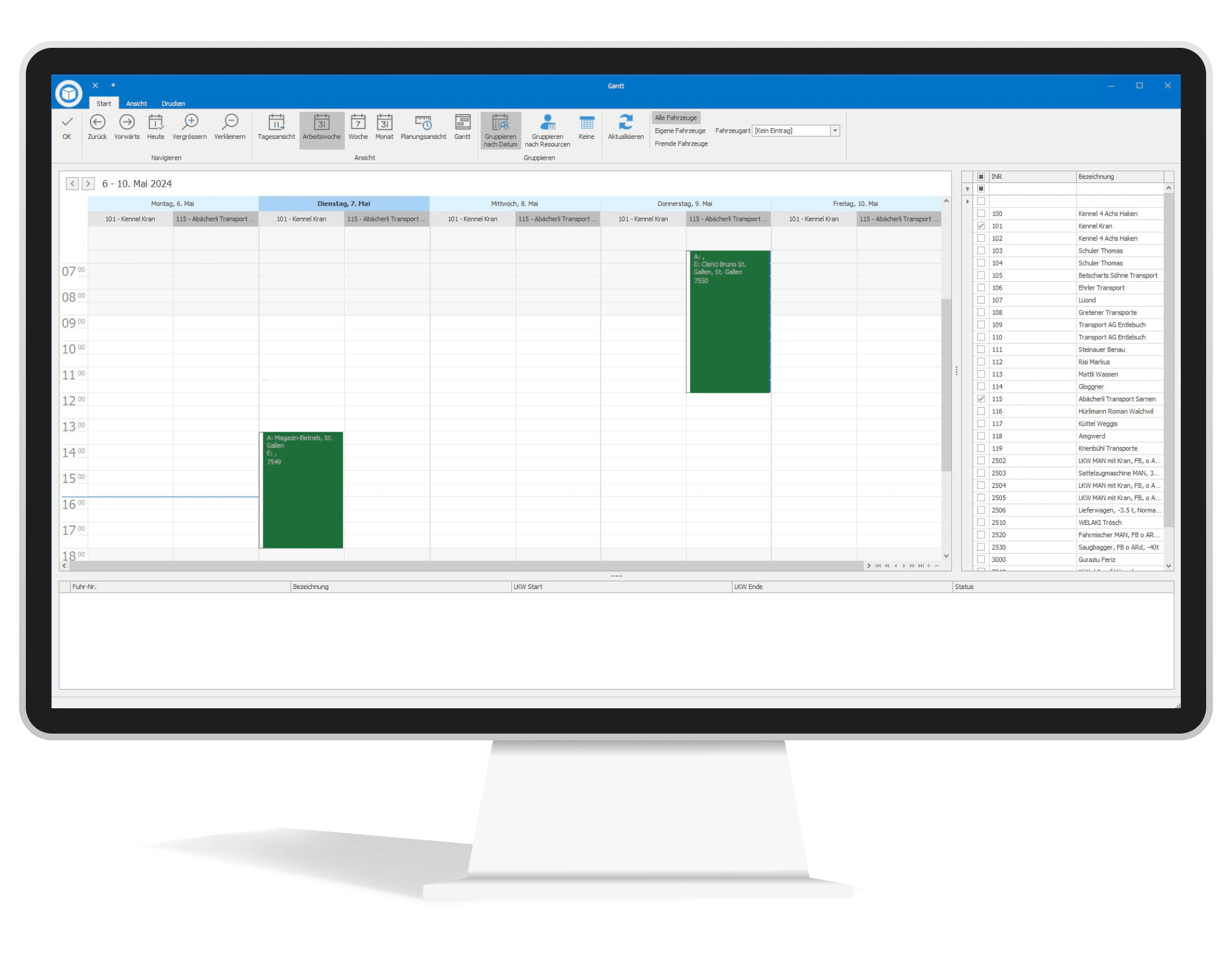 Fuhrpark Kalender Planung Mockup